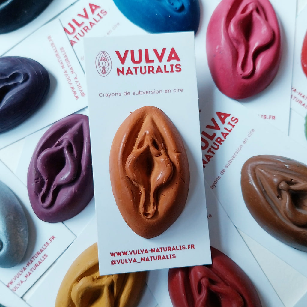 Crayon de subversion vulve - estompe au doigt - orange