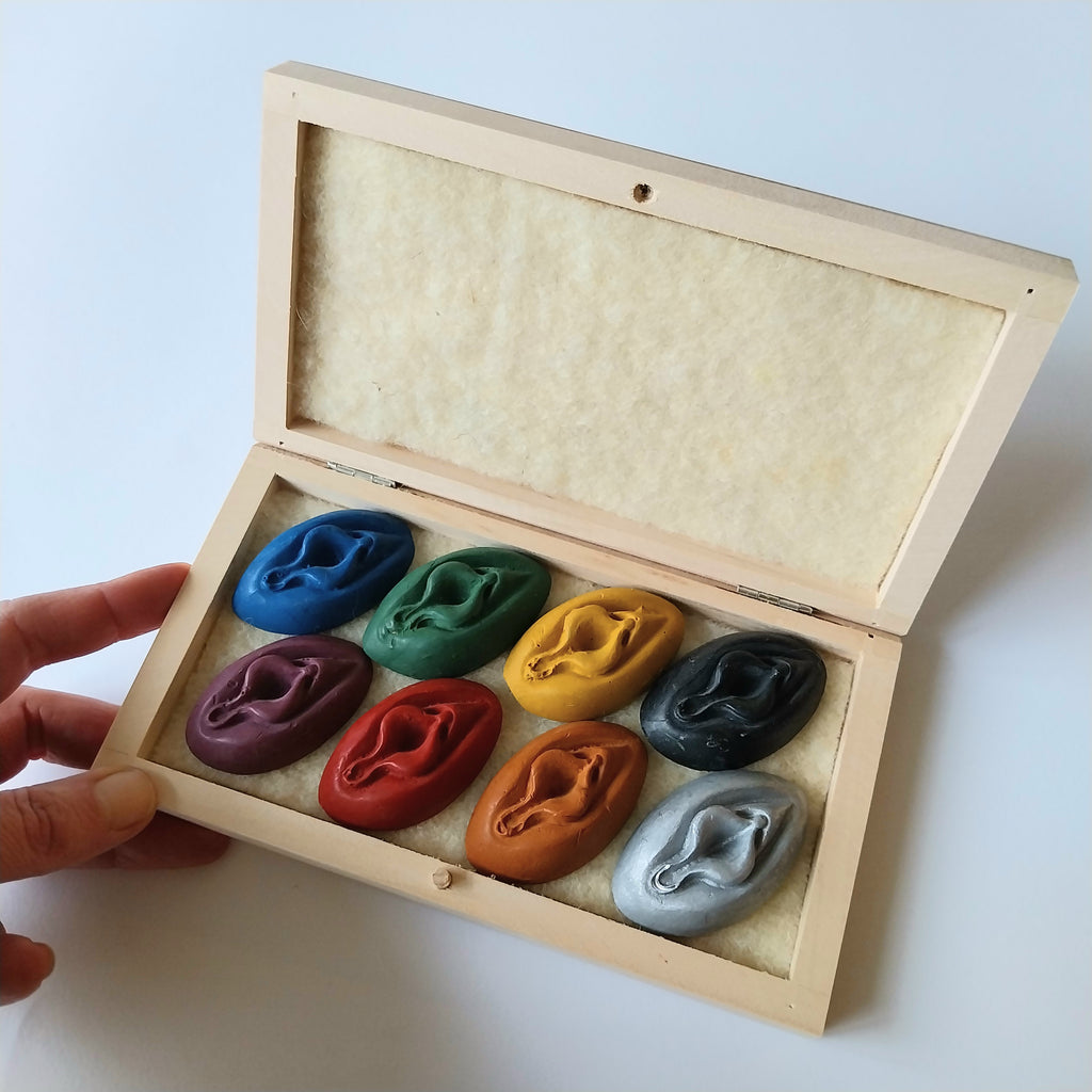 Coffret en bois 8 crayons - couleurs au choix
