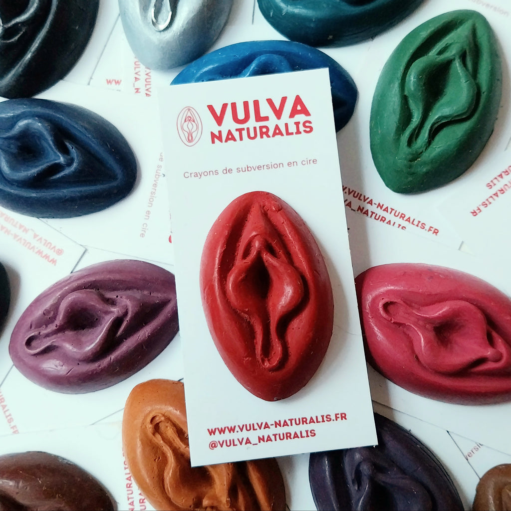 Crayon de subversion vulve - estompe au doigt - rouge