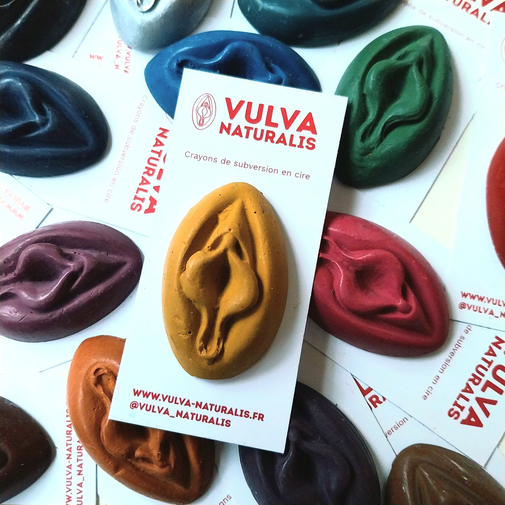 Crayon de subversion vulve - estompe au doigt - jaune