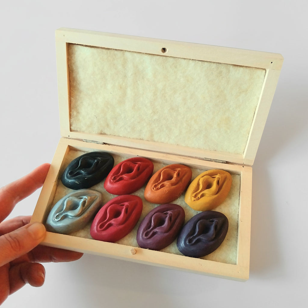 Coffret en bois 8 crayons - couleurs au choix